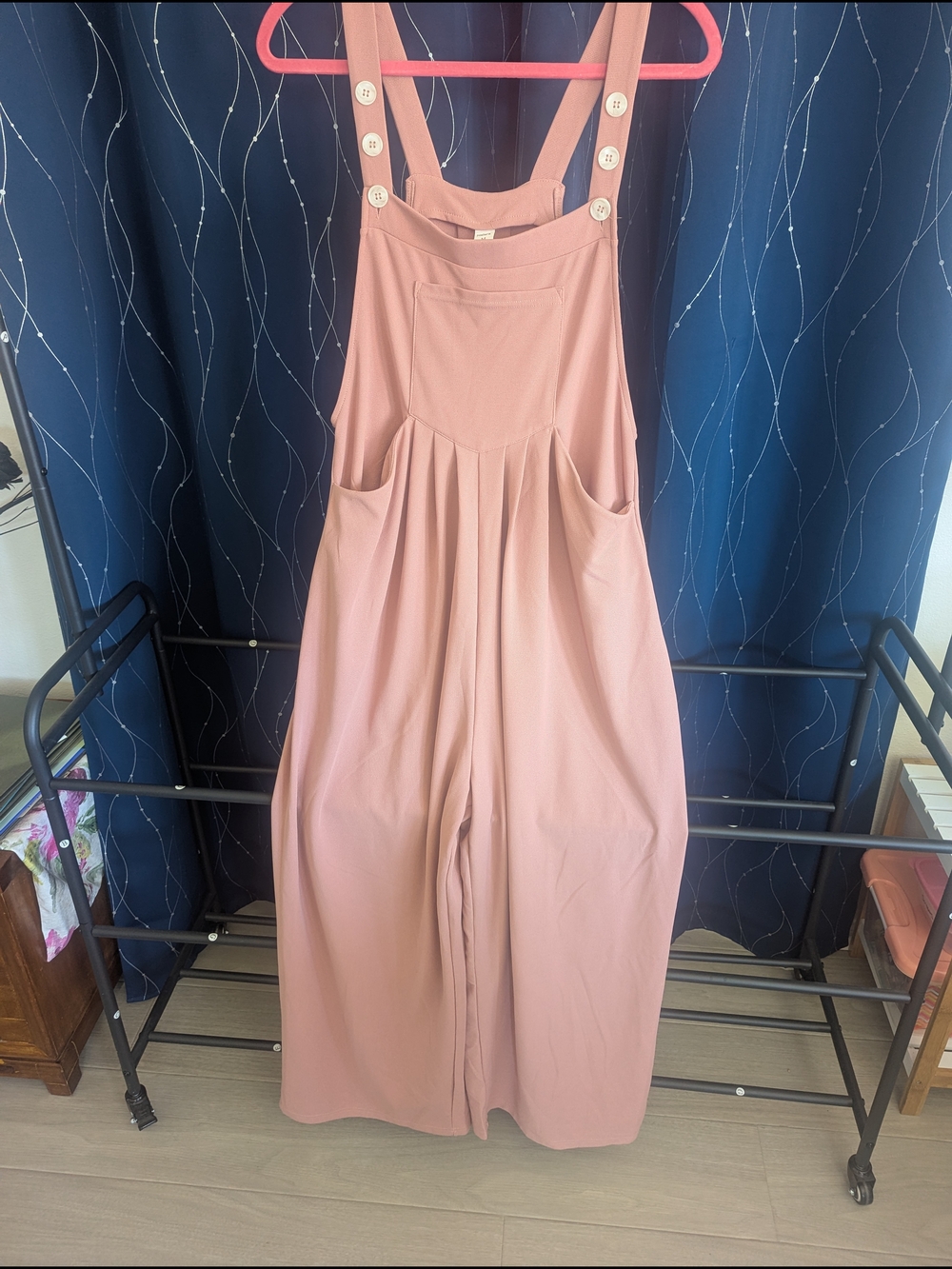 Women’s Pink Wide-Leg Overalls Jumpsuit